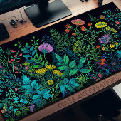 デスクパッド、暗カラフルい背景にワイルドフラワー デスクマット
