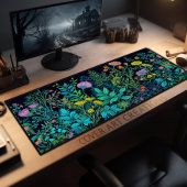 デスクパッド、暗カラフルい背景にワイルドフラワー デスクマット