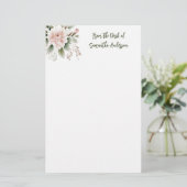 デスクパーソナライズされたからピンク色の緑のフローラ 便箋 (スタンド正面)