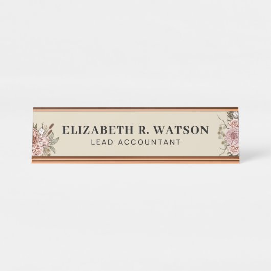 デスクパーソナライズされたネームプレートカスタムフローラ署名 デスクネームプレート (正面)
