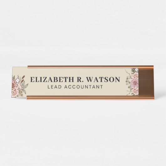 デスクパーソナライズされたネームプレートカスタムフローラ署名 デスクネームプレート (正面)