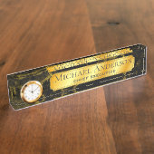 デスクパーソナライズされたネームプレートブラック金ゴールド大理石2 デスクネームプレート (側面)