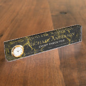 デスクパーソナライズされたネームプレートブラック金ゴールド大理石 デスクネームプレート (側面)