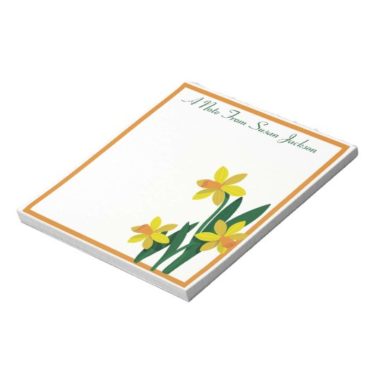 デスクパーソナライズされたメモ帳からオレンジ色の水仙 ノートパッド (回転)