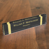 デスクパーソナライズされた名プレート黒(金ゴールド付き) デスクネームプレート (側面)