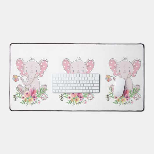 デスクマットピンクエレファントフローラ デスクマット (キーボード&マウス)