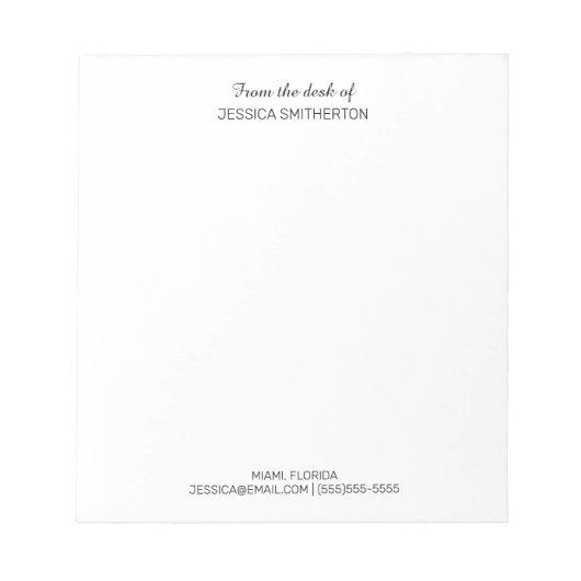 デスクモダンカスタム名情報からの連絡情報 ノートパッド (正面)