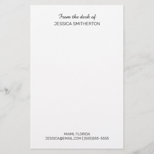 デスクモダンカスタム名情報からの連絡情報 便箋 (正面)