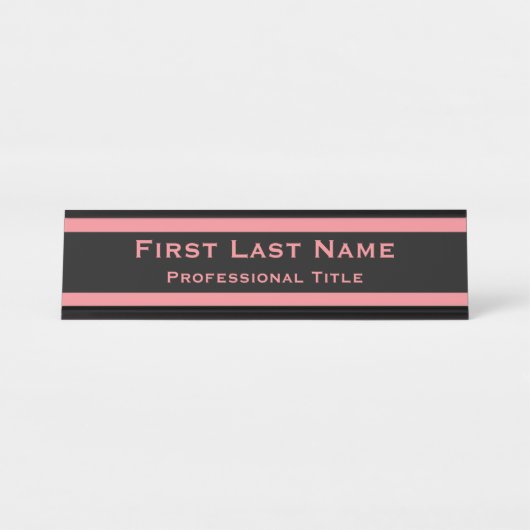 デスクモダンネームプレートプレートピンクプロフェッショナル デスクネームプレート (正面)