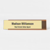 デスク名のプレートモダン、クラッシーブラックと金ゴールド デスクネームプレート (正面)