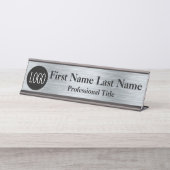 デスク名プレートシルバーカラーロゴ記号 デスクネームプレート (正面)