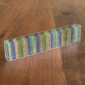 デスク名プレート青と緑の木材 デスクネームプレート (側面)