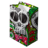 デスシュガースカルメキシコ国旗のグリッター ミディアムペーパーバッグ (裏面アングル)