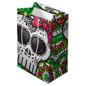 デスシュガースカルメキシコ国旗のグリッター ミディアムペーパーバッグ (正面アングル)