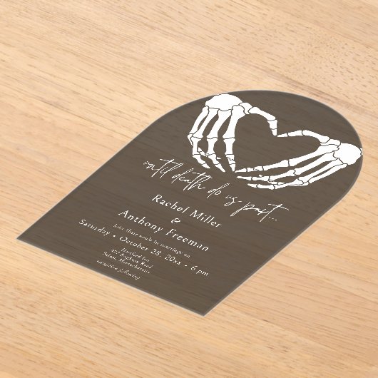 デススケルトンハンズアーチブラック結婚まで アクリル招待状 (レイダウン)
