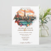 デスティナモダンントウェディングパリエッフェルタワー 招待状 (スタンド正面)