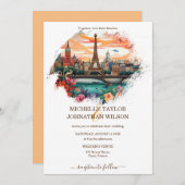 デスティナモダンントウェディングパリエッフェルタワー 招待状 (正面/裏面)