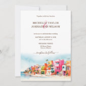 デスティナモダンントウェディングメキシコビーチカラフル 招待状 (正面)