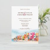 デスティナモダンントウェディングメキシコビーチカラフル 招待状 (スタンド正面)