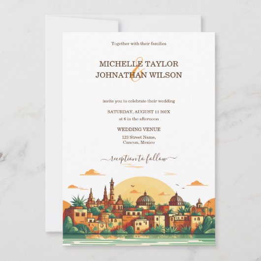 デスティナモダンントウェディングメキシコビーチ 招待状 (正面)