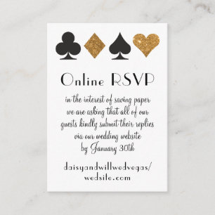 デスティニラスベガス結婚のオンラインRSVP金ゴールドグリッター エンクロージャーカード