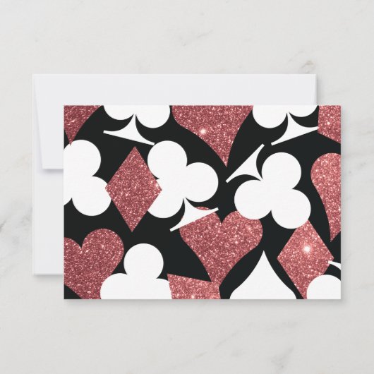 デスティニラスベガス結婚の応答バラ金ゴールドグリッター 出欠カード (裏面)