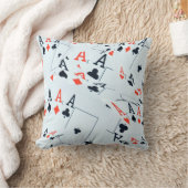 デスティニーのデッキ：トランプのポーカー・シャッフルのレイヤード・エース クッション (ブランケット)