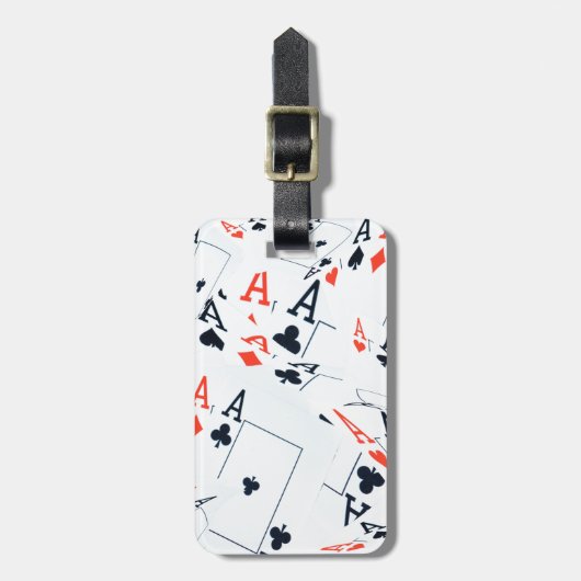 デスティニーのデッキ：トランプのポーカー・シャッフルのレイヤード・エース ラゲッジタグ (正面縦)