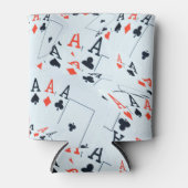 デスティニーのデッキ：トランプのポーカー・シャッフルのレイヤード・エース 缶クーラー (正面)