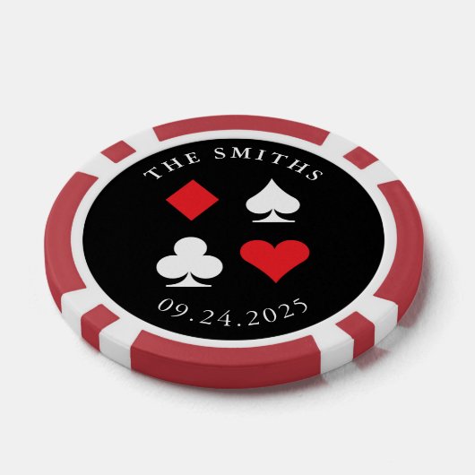 デスティニーパーソナライズされた結婚式の引き出物ギフトブラックレッド ポーカーチップ (シングル)
