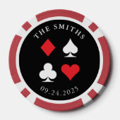 デスティニーパーソナライズされた結婚式の引き出物ギフトブラックレッド ポーカーチップ (裏面)