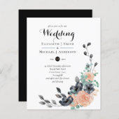 デスティニーブラックサンゴフローラ結婚式招待予算 (正面/裏面)