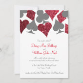 デスティニーベガスレッド&グレーフェイクグリッター結婚ズ 招待状 (正面)