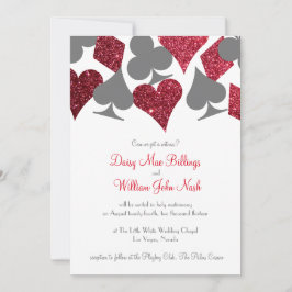 デスティニーベガスレッド&グレーフェイクグリッター結婚ズ 招待状