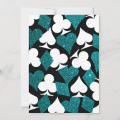 デスティニーラスベガスウェディングアクトティール（緑がかった色）ブルーグリッター 招待状 (裏面)