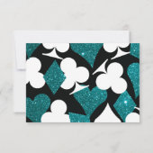 デスティニーラスベガスウェディングRSVPティール(緑がかった色)グリッター 出欠カード (裏面)