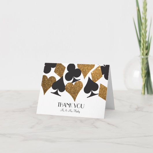 デスティニーラスベガスサンキューカードフェイク金ゴールドグリッター サンキューカード (正面)