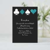 デスティニーラスベガス披露宴ティール(緑がかった色)グリッター 招待状 (スタンド正面)