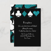 デスティニーラスベガス披露宴ティール(緑がかった色)グリッター 招待状 (正面/裏面)