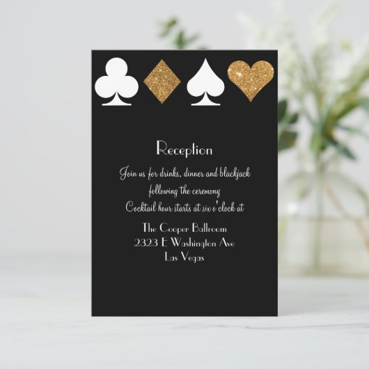 デスティニーラスベガス披露宴フェイク金ゴールドグリッター エンクロージャーカード (スタンド正面)