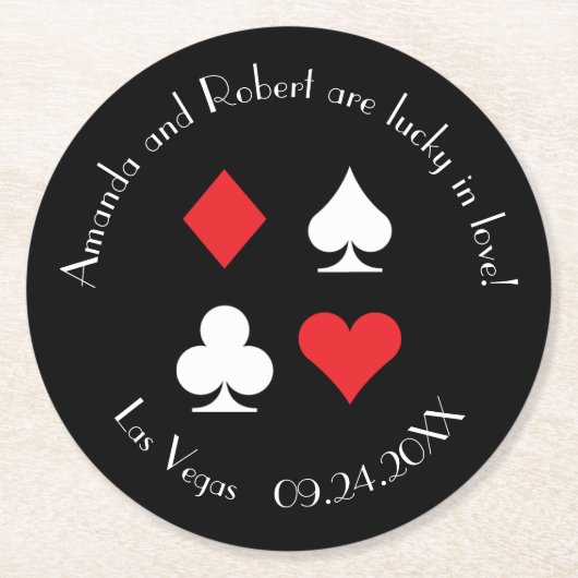 デスティニーラスベガス結婚のカスタムカクテルコースター ラウンドペーパーコースター (正面)