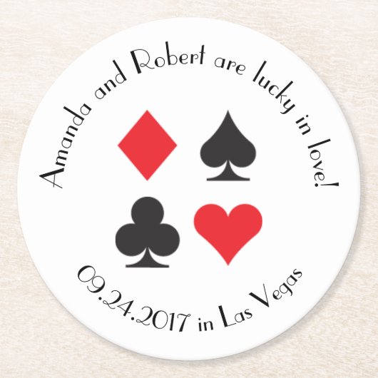 デスティニーラスベガス結婚の紙ドリンクコースター ラウンドペーパーコースター (正面)