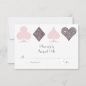 デスティニー結婚・ベガスの返信カード赤面ピンクシルバー 出欠カード (正面)