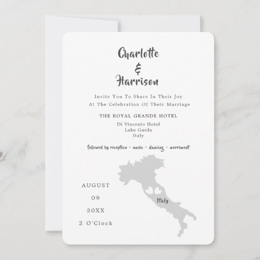 デスティネーションウェディングイタリアフォト招待状 招待状 (正面)
