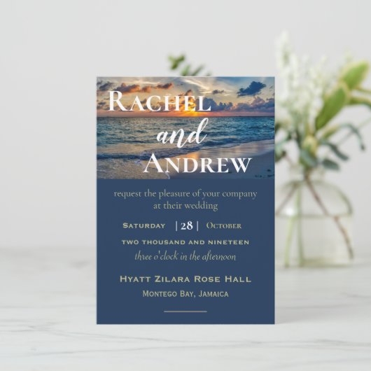 デスティネーションウェディングサニースカイズ結婚式招待状 招待状 (スタンド正面)