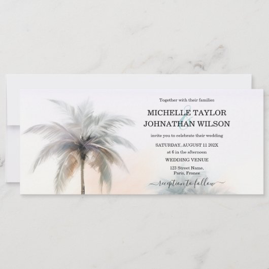 デスティネーションウェディングビーチトロピカルアイランドパーム 招待状 (正面)