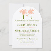 デスティネーションオリーブアンドピーチビーチタイポグラフィ 招待状 (正面)