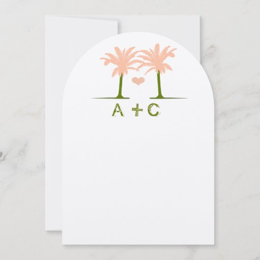 デスティネーションオリーブアンドピーチビーチタイポグラフィ 招待状 (裏面)