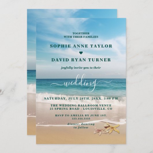 デスティネーションカウアイビーチスタッ結婚フィーズ 招待状 (正面/裏面)