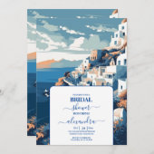 デスティネーションギリシャサントリーニブライダルシャワー 招待状 (正面/裏面)